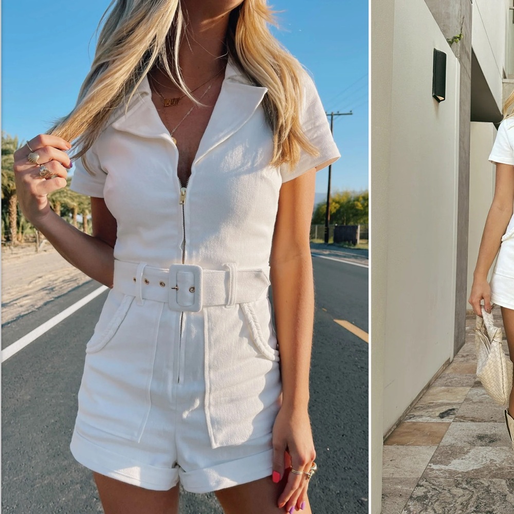 Show Me Your MuMu White Short Sleeve Jumpsuit